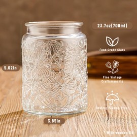 yoqelt Vintage Glass Jars with Wooden Lids, 6 Pack 24 oz Airtight Glass Food Storage Containers Sets for the Kitchen, Sugar Coffee Candy Spice Cookie Tea Pasta