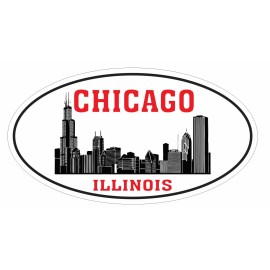 Winter Park Products Chicago Illinois Oval Bumper Sticker or Helmet Sticker D3312 Euro Oval - 1 Oval $2.45