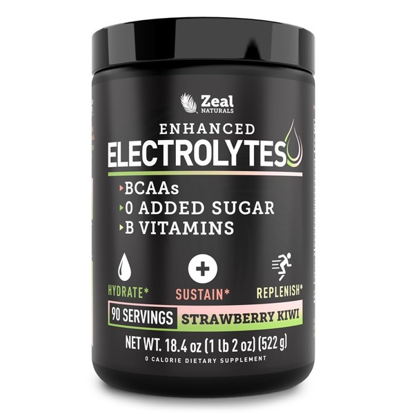 Zeal Naturals Enhanced Electrolyte Powder (Strawberry Kiwi | 90ct.) w/