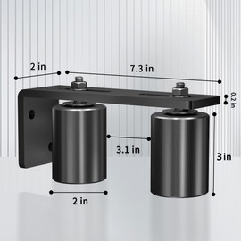 JUGREAT Heavy Duty Slide Gate Guide Roller 3"Black L Rear Post Bracket Adjustable Dual Nylon Gate Roller Guide Support Assembly for Sliding Rolling Gates