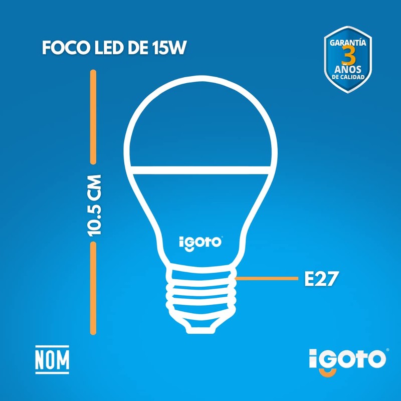 iGoto F3P20115 Pack de 3 Focos 15w A55 Luz Calida
