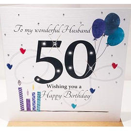 Happy 50th Birthday Card for Husband - 6 x 6 Inches
