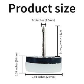 Acoeitl 16pcs Nail on Furniture Glides 0.94 Inch (24mm) Diameter Double Thick Nylon White Chair Leg Floor Protectors Furniture Sliders Pads Table Foot Gliders for Hardwood Carpet and Tile Floors