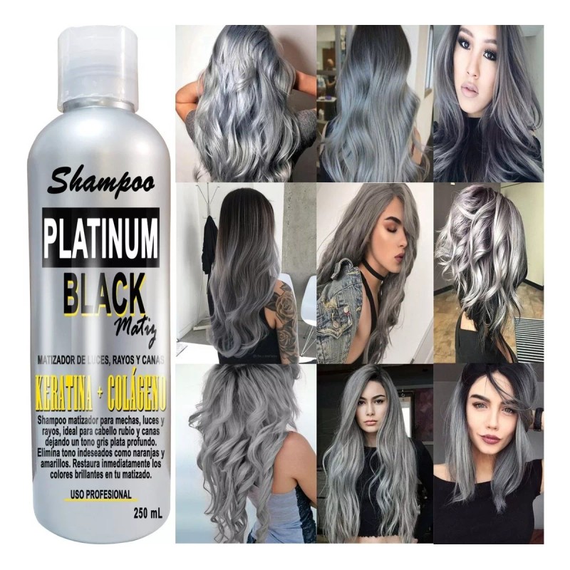 VIVONATURAL 12 Shampoo Gris Plata Matizador Cabello Platinum Black