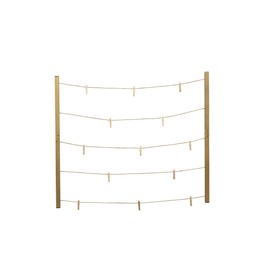 MELANNCO Natural Twine Two Bar Hanging Photo Collage with 30 Wood Clips