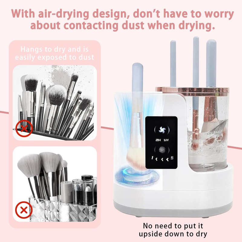 amusediy Makeup Brush Cleaner: LCD Touchscreen Electric Automatic Washer and