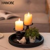 Hanobe Wood Decorative Tray Round: Black Beaded Coffee Table Tray
