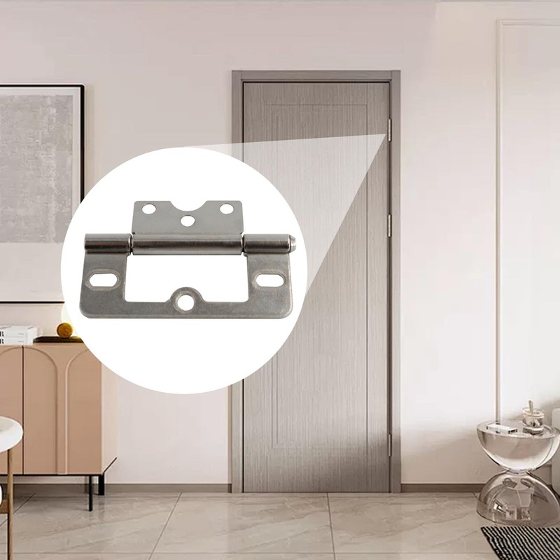 bociloy 6Pcs 3 Inch Non-Mortise Hinge, Silver Iron Cabinet Hinges,