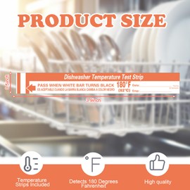 Relaxweex 50 Pcs Dishwasher Thermometer Strips 180°f High Temperature Heat Test Stickers Thermometer Labels for Dishwasher Degree Temperature Testing