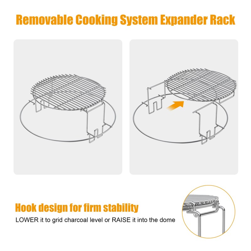 BBQ-PLUS Expander Rack Replacement Kit for Large Big Green Egg,Heavy
