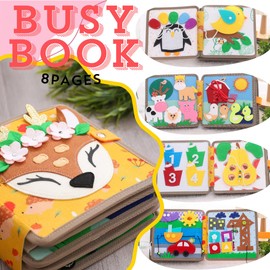 ONAu. Montessori Busy Quiet Toddler Book, Brain Teaser, Sensory Board, Creative Kids and Children's Activity Travel Toy Preschool Learning Early Education STEM for 2 3 4 5 6 Girls Boys Gift (Deer)