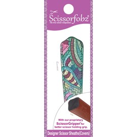 SCISSORFOBZ Designer Scissors Sheaths Shears Protective Covers-For Small Embroidery Scissors - Green Multicolor Paisley Design-#SS-295