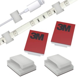 Self-Adhesive Mounting Bracket Clip,ProPOW Strip Light Cable Holder Clips,Wire Organizer Cord Hook Holders Accessories(White,100pcs)