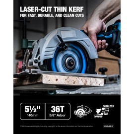 Craly 5-1/2 Inch 36 Teeth Fine Finish Wood Cutting Circular Saw Blade, 5/8 Inch Arb...