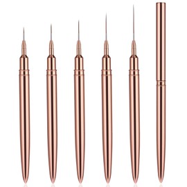 CVNRCLP 5-Piece Nail Art Liner Brush Set - Professional Fine Detail Brushes for Long Lines & Dotting, Includes Sizes 7mm, 9mm, 11mm, 15mm, 25mm (Gold Color Handles)