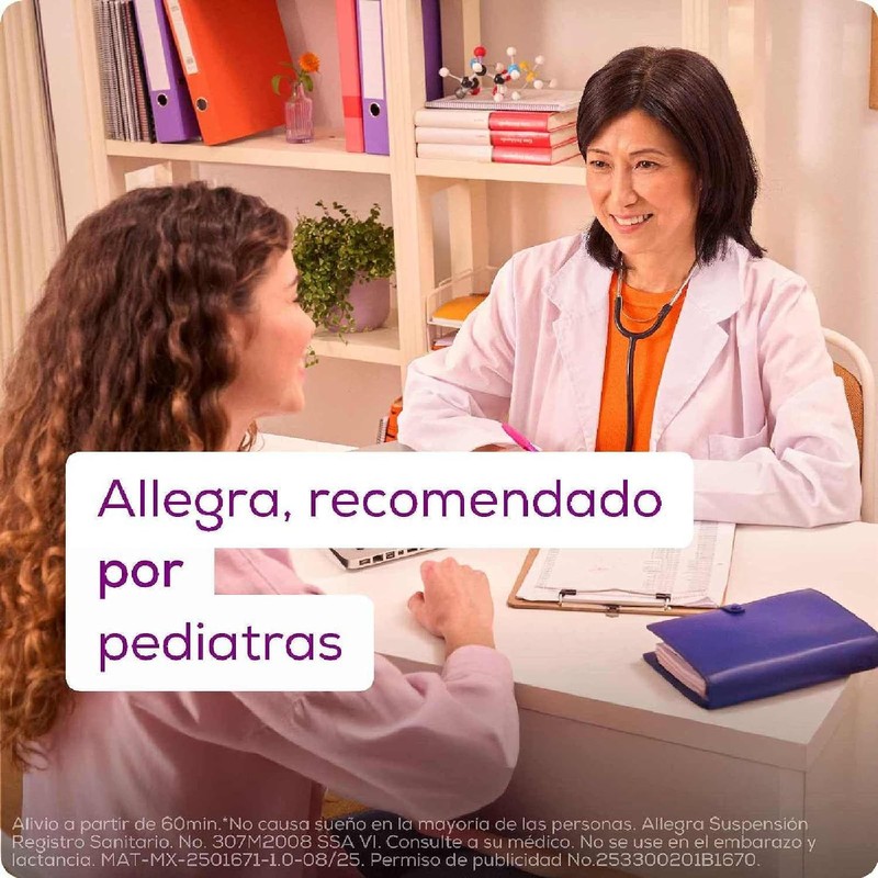 Suspensión pediátrica Allegra 150ml – Alivia estornudos y ronchas en