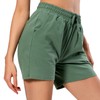 Ksmien Bermudas de algodón de punto para mujer con bolsillos