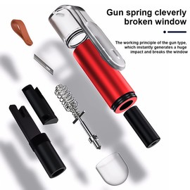 JNNJ 2-in-1 Window Emergency Hammer with Belt Cutter, Car Window Breaker Made of Aluminium Alloy, Mini Car Safety Hammer with Tungsten Steel Head (Burgundy)
