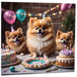 Cute Pomeranian Birthday Card Funny Adorable Dogs bday card 145mm x 145mm