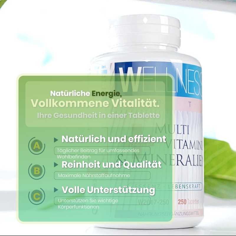 WELLNESS OPTI - Multivitamins and Minerals Complex - 250 Tablets