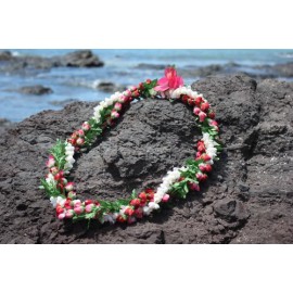 Tikimaster Pikake / Rosebud w/ Leaf Twirl 18" - Hawaiian Silk Leis
