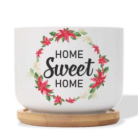 DecStic Home Sweet Home Ceramic Planter Bible Verse Planters for Indoor Plants with Drainage Holes and Saucers Pot for Indoor Outdoor Garden