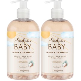 SheaMoisture Baby Wash and Shampoo 100% Virgin Coconut Oil for Baby Skin Cruelty Free Skin Care 13 oz (Pack of 2)