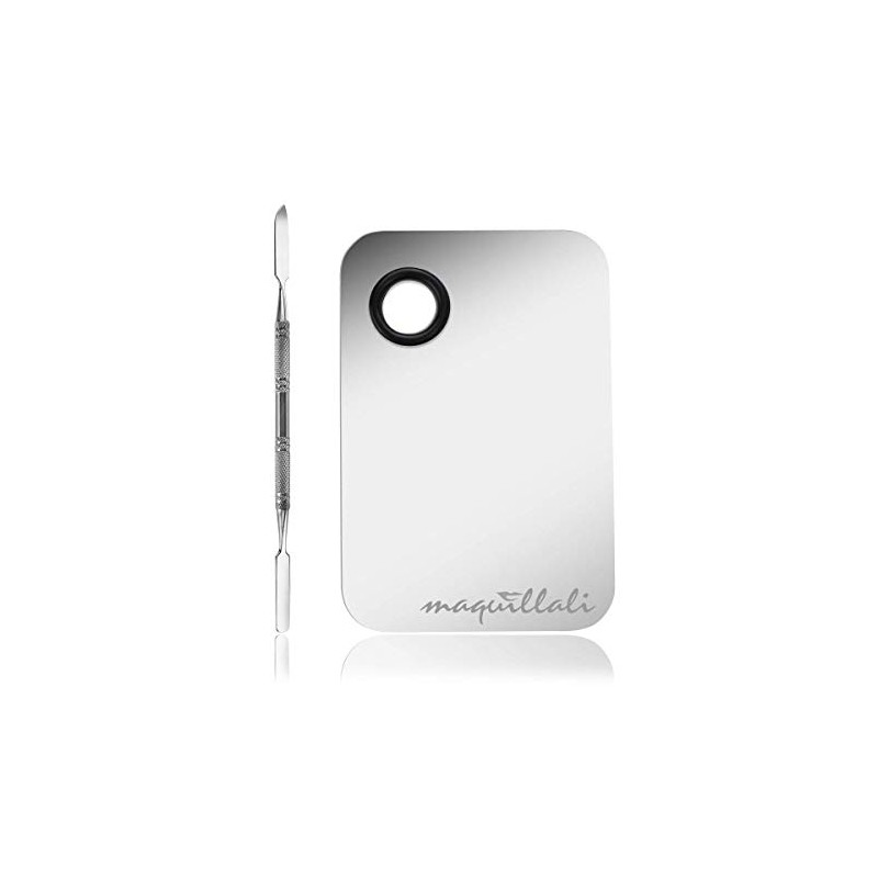 Paleta Acero Inoxidable Para Mezclar Maquillaje Con Espátula Rectangular