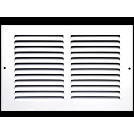 HVAC Premium 14'' x 6'' [Duct Opening] Flat Stamped Steel Return Air Grille - Sidewall and Ceiling - HVAC Vent Duct Cover - White [Outer Dimensions: 15.75''w X 7.75''h]