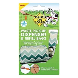 Bags on Board Dog Poop Bags Dispenser with 14 Refill Bags | Attaches to Most Leashes