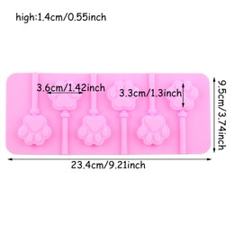EPYHREHM 6 Cavity Paw Silicone Lollipops Molds With Sticks Cat Dog Pet Print Candy Mold For Candy