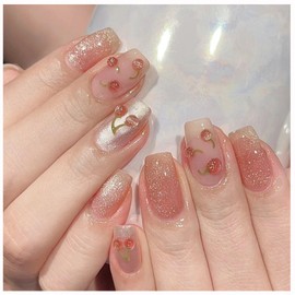 MISS MUMU Nail Tips, Set of 24 Nail Tips, Short, Spring and Summer, Simple, Cute, Popular, Bride Nails, Glossy, Fake Nails, Coming-of-age Ceremonies, Weddings, School Entrance Ceremonies, Graduation Ceremonies, Parties (BY1148)
