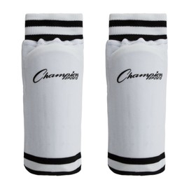 Champion Sports Youth Sock Style Soccer Shinguards - Ages 8-Large - White with Black Stripes