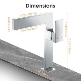 Chrome Tall Bathroom Sink Faucet Ultra Thin Design, Single Handle Vessel Faucet for Bathroom Sink,1 Hole Lavatory Bowl Sink Faucets Solid Brass(Chrome)