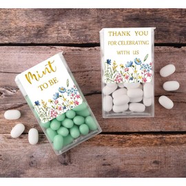 60 Pcs Mint to Be Stickers for Favors - Mint to Be Wedding Favor Stickers - Tic Tac Box Labels - Shower Favor - ONLY Label (Large （Wildflowers）)