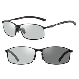 REONAS Men's Polarized & Color Changing Sunglasses, For Driving, Fishing, UV 400 Protection, Polarized Discoloration 2, Black