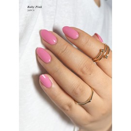 AutyaMee Semi Cured Gel Nail Strips (Baby Pink), 20 Pcs Gel Nail Wraps, Stickers, UV Light Required