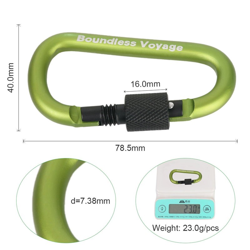 Boundless Voyage 8pcs Outdoor Aluminum D Ring Keychain Camping Carabiners