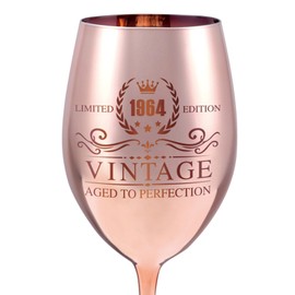 Vintage 1964 Wine Glass - 60th birthday gifts for women - Turning 60 Year Old Birthday Decorations - For Friends, Daughter, Sister Mom