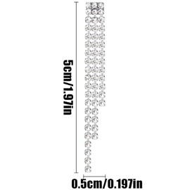 Rhinestone Prom Earrings,Tassel Earring Crystal Chain Wedding Sparkly Prom Earring Silver Dangle Earring for Women