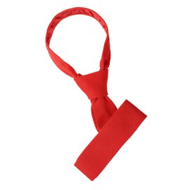 Allegra K Knit Tie, Narrow Tie, Solid Color, Men's, Washable, red (dark red)