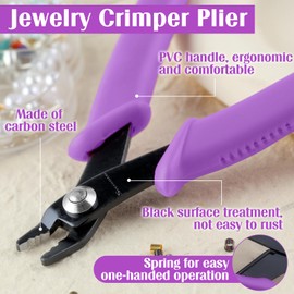 SPEEDWOX Beading Crimping Tool Jewelry Crimping Tool for Beading Micro Tubes Beading Crimping Tool Curved 2 Holes Multi-Use Jewelry Craft Beads Hobby for 2-3mm Beads