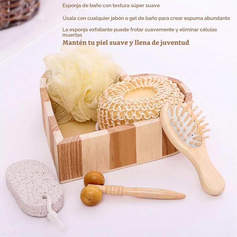 Set de exfoliación corporal y cuidado personal Pongnas con esponja,
