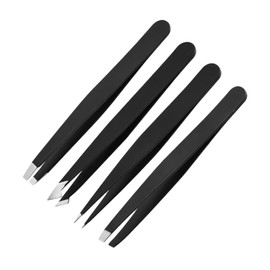 ORFOFE 4Pcs Stainless Steel Eyebrow Tweezers Set Ergonomic Hair Removal Tools for Eyebrows Facial Hair and Eyelash Grooming Durable Easy to Use with Precision Gripping