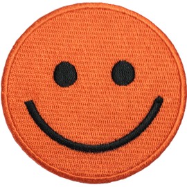 Papapatch Happy Face Smile Fun Hippie Retro Embroidered Sew Iron on Patch - Orange (IRON-SMILE-OR)