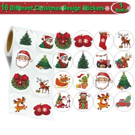 Hohamn 1000Pcs Christmas Stickers Roll for Kids 1.5 Inch Christmas Ornament Stickers for Kids Xmas Party Favors Supplies Classroom Envelopes Decoration