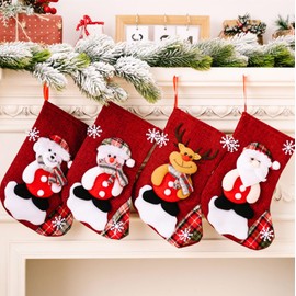 AstarFavor Set of 4 Christmas Stockings, Christmas Tree Socks, Santa Stocking Socks, Christmas Stocking Gift Bag, Santa Socks for Christmas Party Decorating