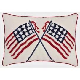 SHEEN TEX NEW & SEALED – DOUBLE USA HOOKED FLAG THROW PILLOW by SHEEN TEX 20” x 12”