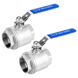 2 Pack 2" Ball Valves NPT Female Valve 304 Stainless Steel Full Port Locking Ball Valve Handle, Heavy Duty Shut Off Valve for Home and Industrial (2 Inch)