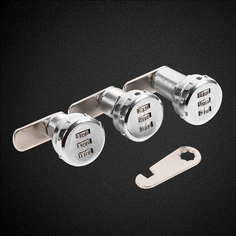 Zetiling 3 Digit Code Lock, Combination Password Locks, Silver Zinc